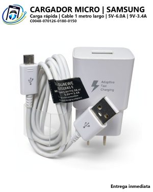 Kit de Cargador de Pared y Cable Micro USB (V8) | Carga Rápida