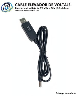 Cable Elevador de Voltaje (Power Boost Cable) | 5V a 9V-12V | USB a 5.5x2.1mm