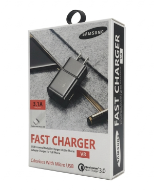 Cargador de Pared Samsung de Carga Rápida con Conexión Micro USB (V8) | 3.1A