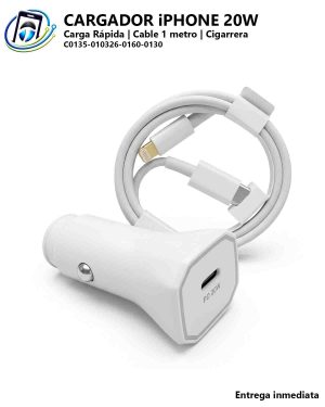 Kit de Carga Rápida para Carro | 20 Watts | iPhone/Lightning | USB-C