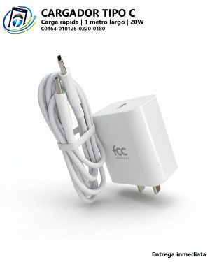 Cargador Carga Rápida | Tipo C a Tipo C | 20W