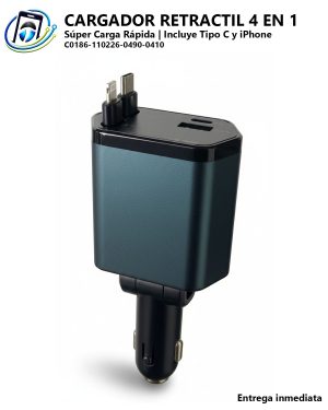 Cargador Súper Carga Rápida Retráctil 4 en 1