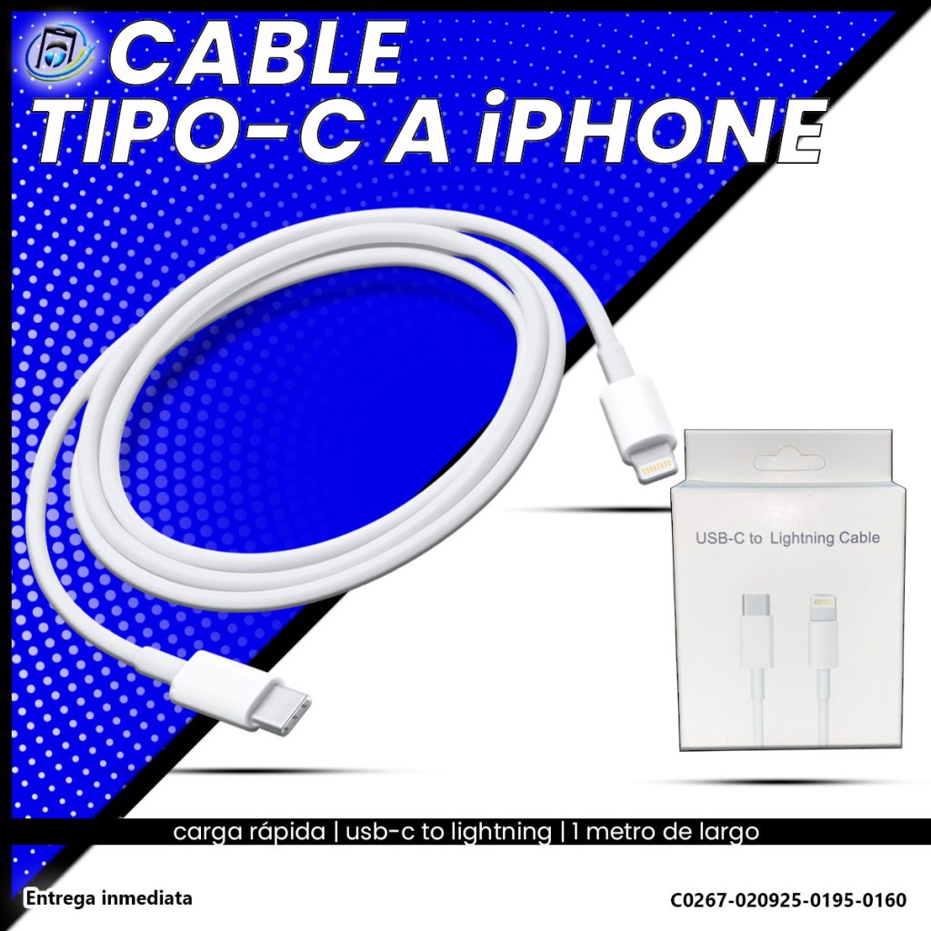 Cable Carga Rápida USB-C to Lightning o Tipo C a iPhone