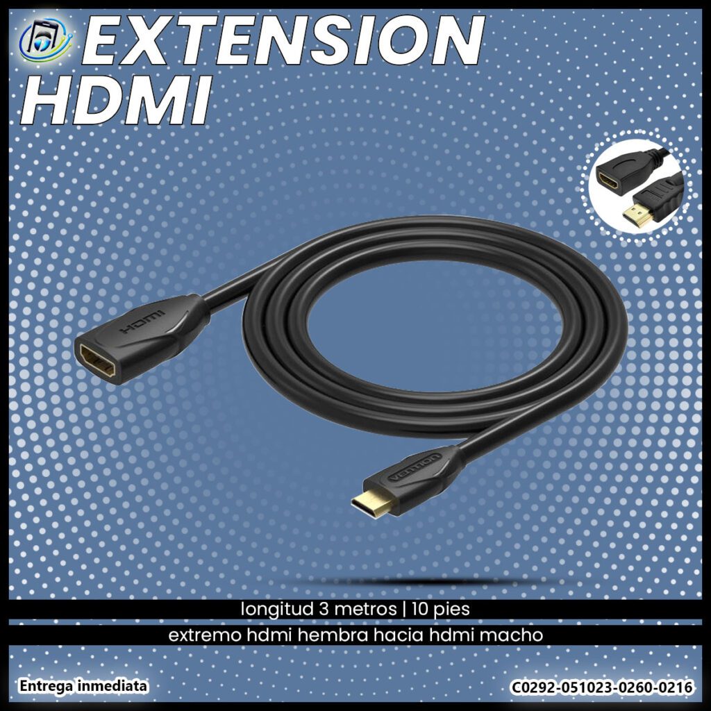 Extensión HDMI Hembra a HDMI Macho (3M - 10Pies)