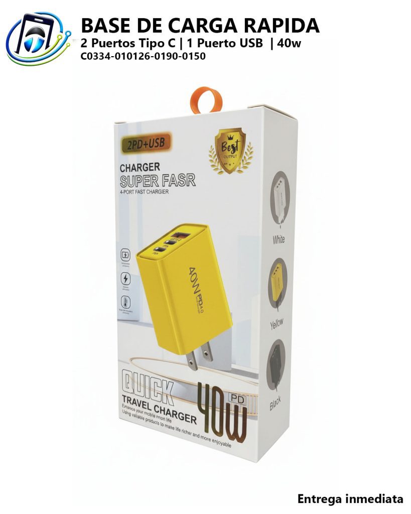Base de Carga Rápida | 2 Puertos Tipo C + 1 USB | 40 Watts - Imagen 2