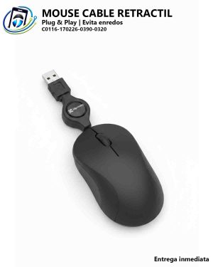 Mouse con Cable USB Retractil KlipXtreme