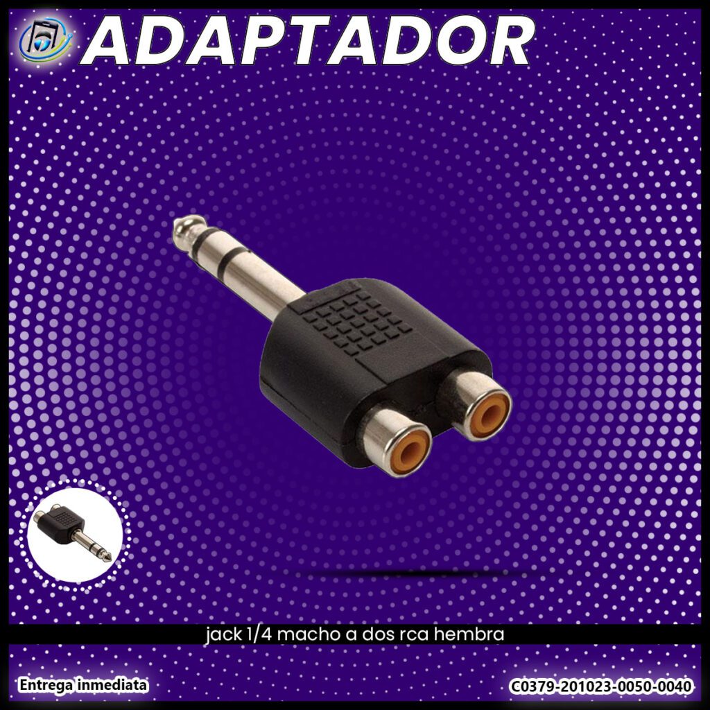 Adaptador Jack 1/4 macho a Doble RCA hembra