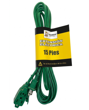 Extensión eléctrica para interiores verde de 15 pies "Vikingo"