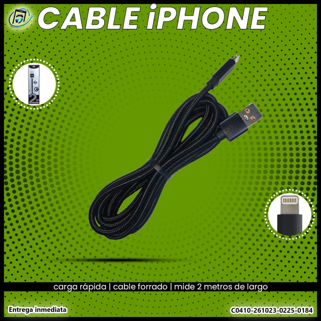 Cable FCC Carga Rápida de 2 Metros de largo iPhone/Lightning