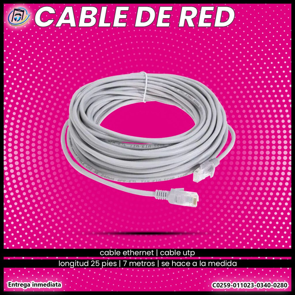 Cable Red o Cable Ethernet Cat5e - 25 Pies o 7.5 Metros
