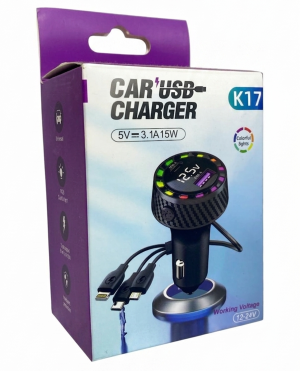 Cargador para Carro con Múltiples Cables Integrados