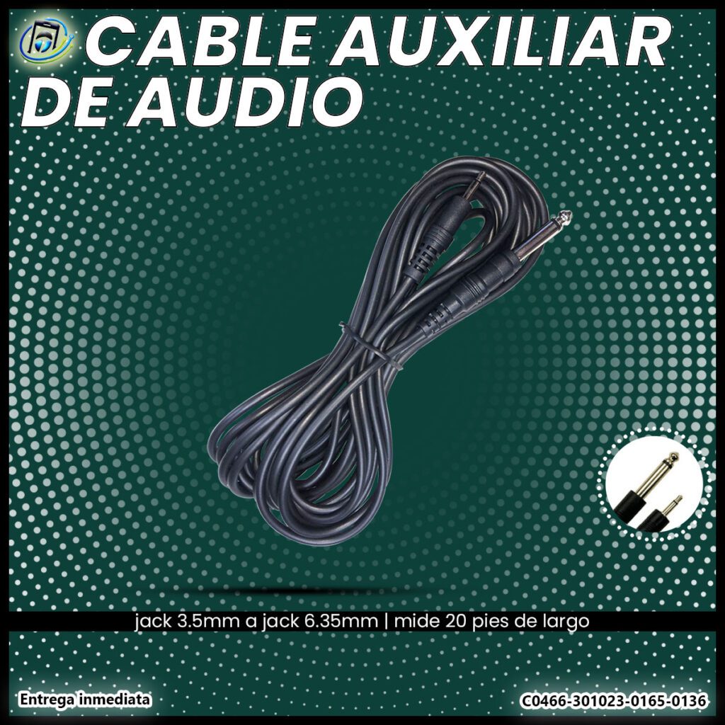 Cable Auxiliar Mono Jack 3.5mm a Jack 6.3mm (1/4) - 20 pies