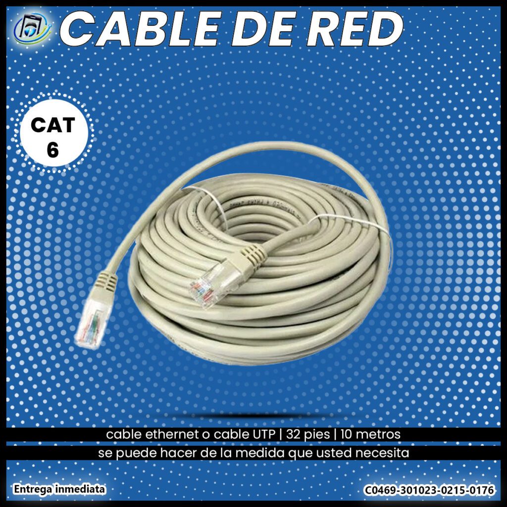 Cable Red o Cable Ethernet Cat 6 - 32 Pies o 10 Metros