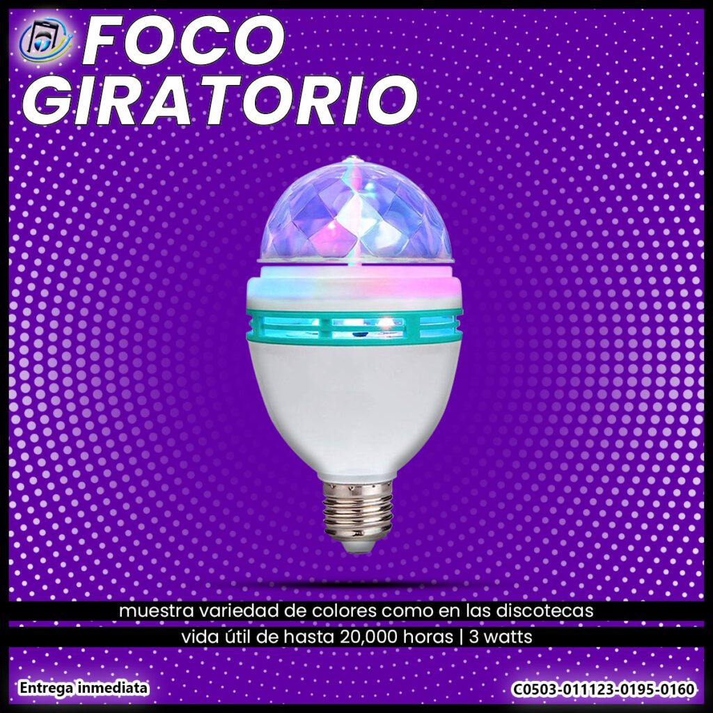 Foco Giratorio a Todo Color - Estilo de Luces Disco - Colores RGB
