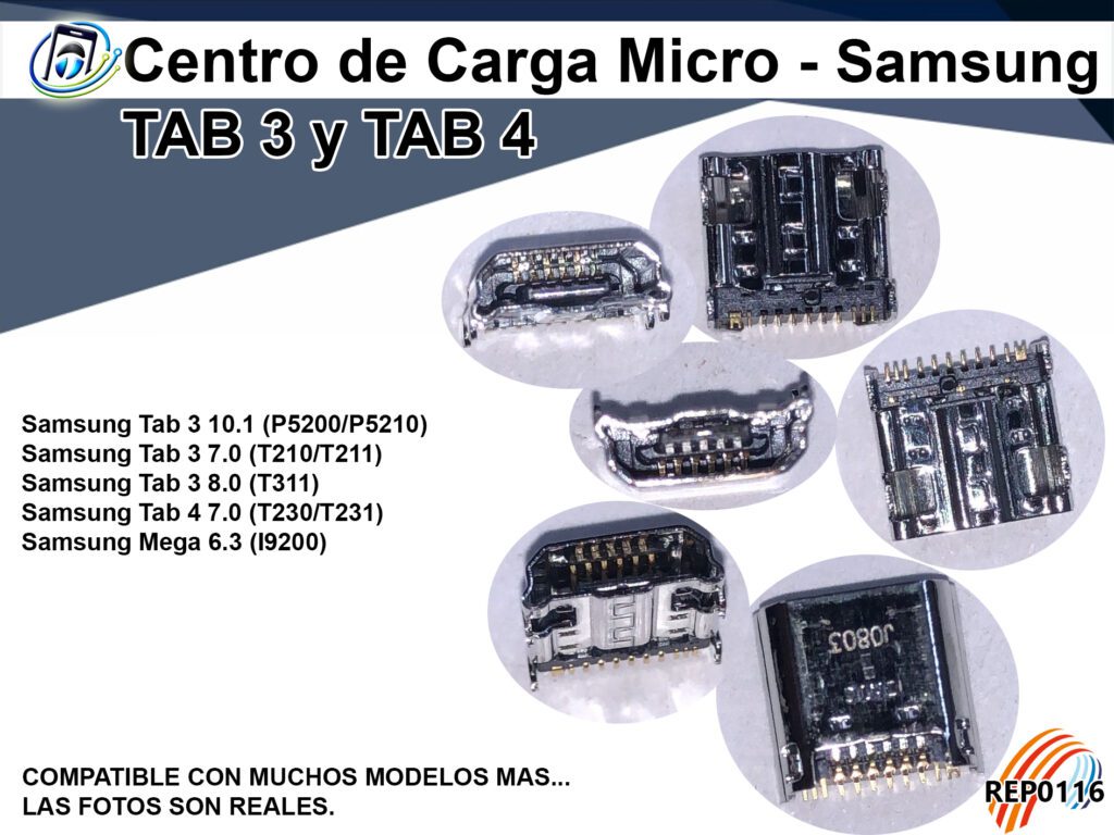 Centro de Carga Micro - Modelos Samsung Tab 3 y Samsung Tab 4