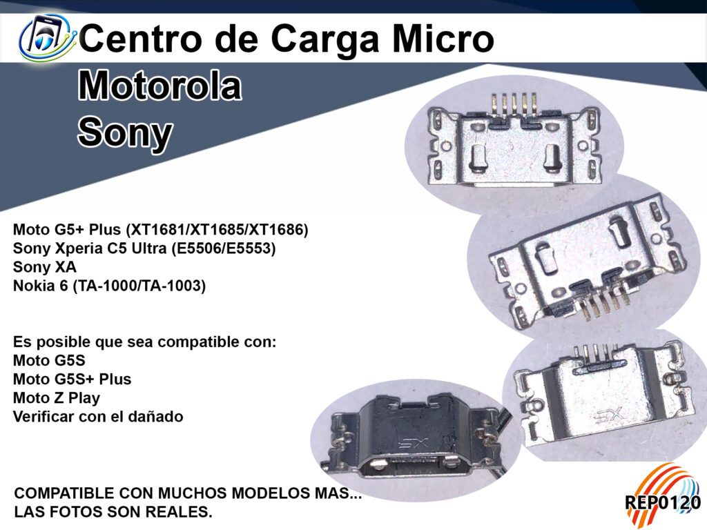 Centro de Carga Micro - Modelos Motorola y Sony Xperia