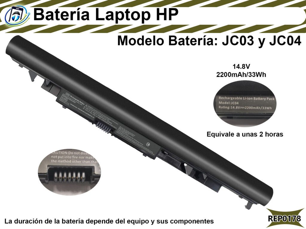 Batería Laptop HP - Modelo de la Batería JC04 (Similar al JC03)