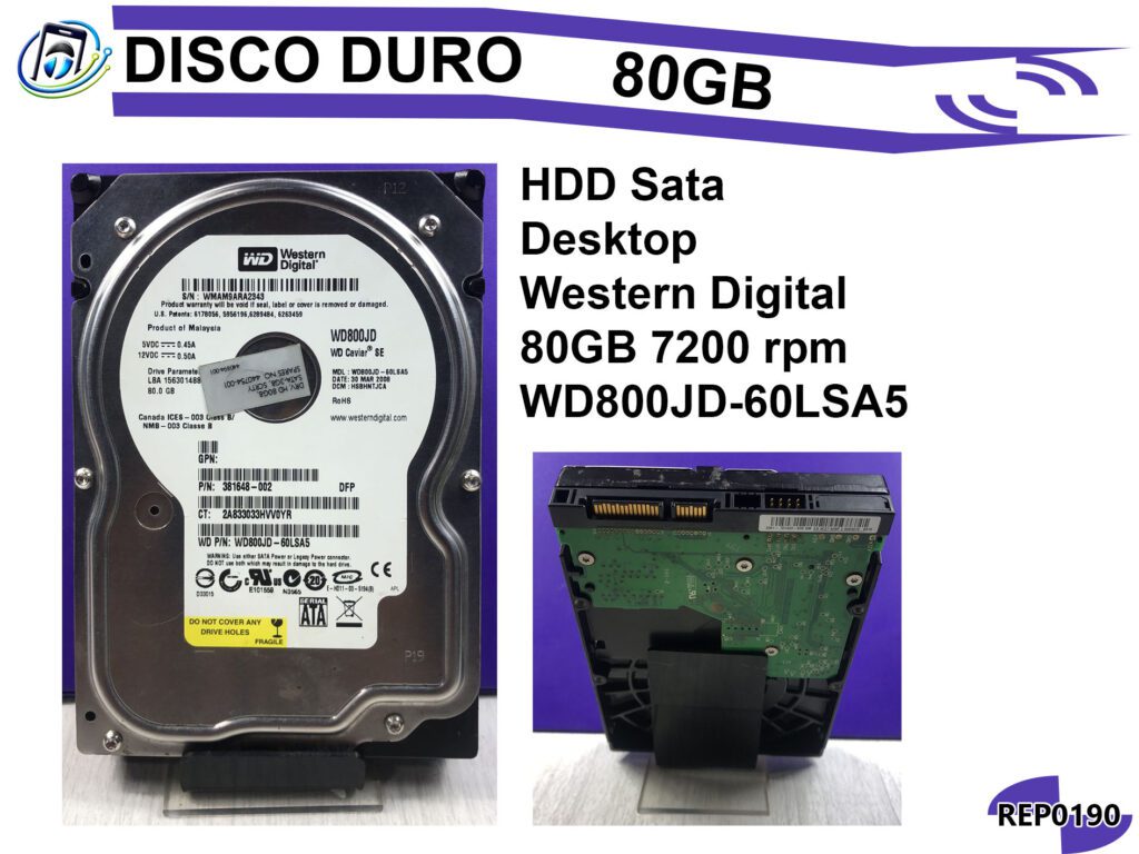 Disco Duro Sata | 80GB | 7200rpm
