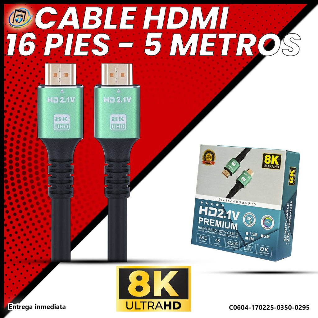 Cable HDMI 16 Pies | 5 Metros | 8K Ultra HD