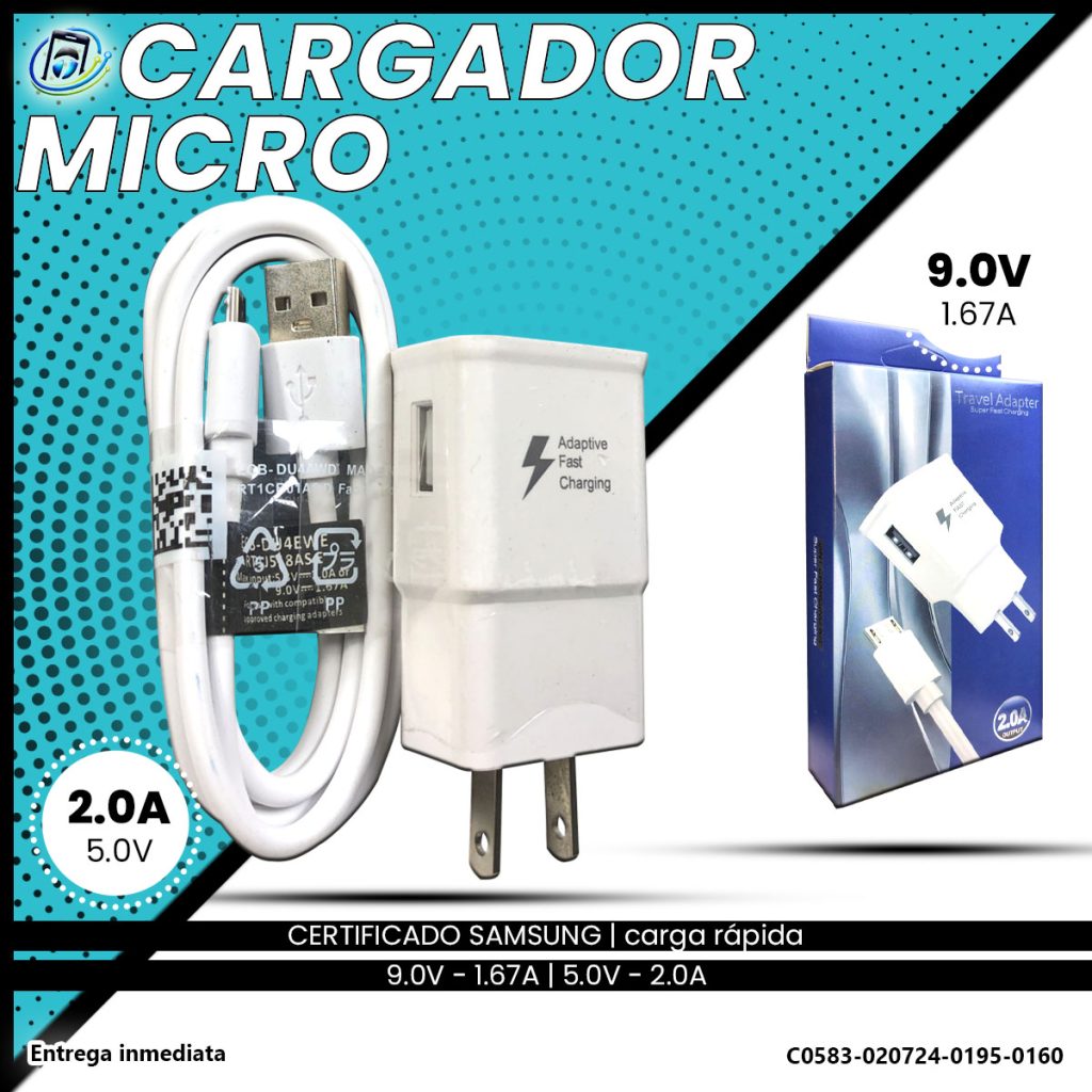 Cargador Samsung Certificado | Carga Rápida | Micro o V8