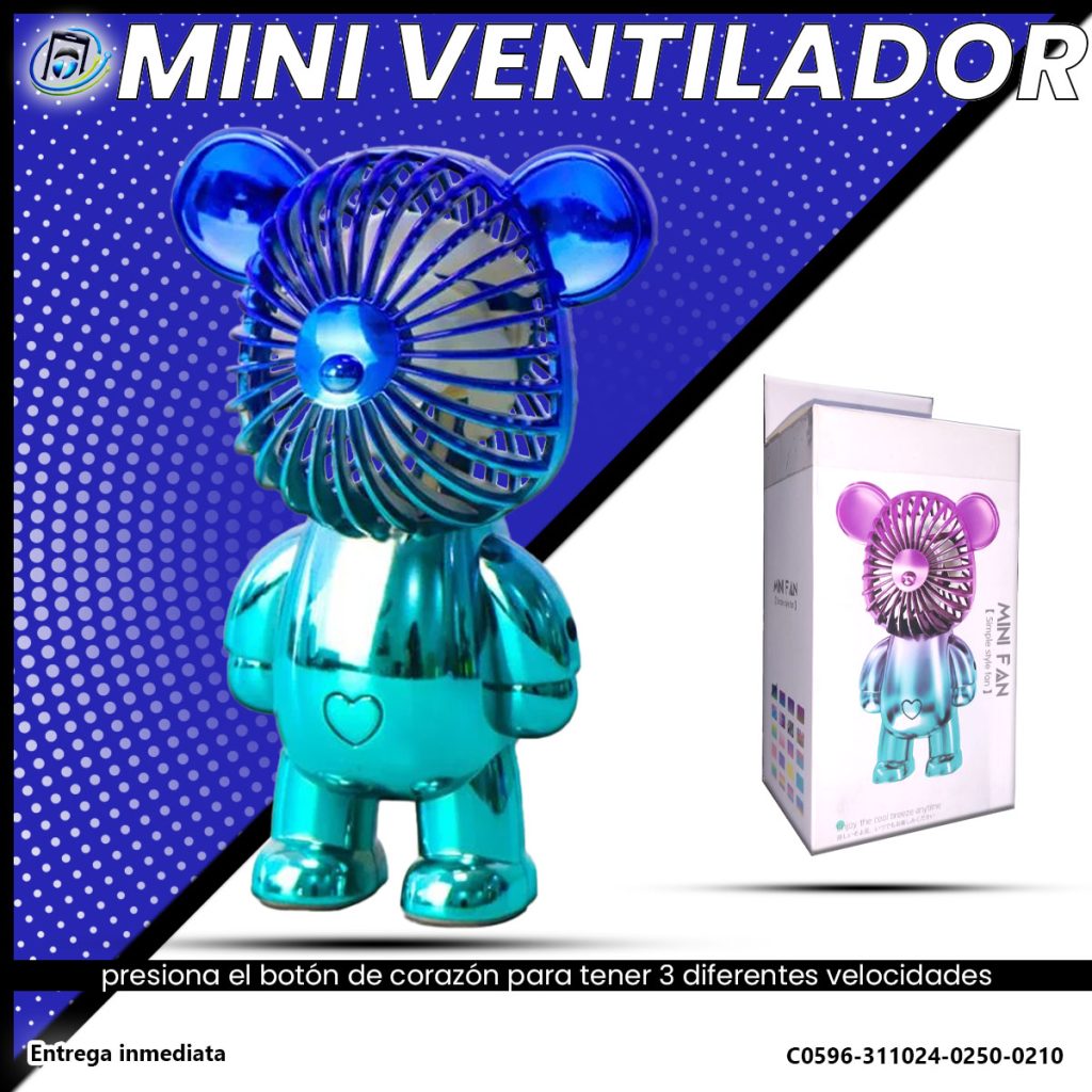 Mini Ventilador Recargable Portable Oso