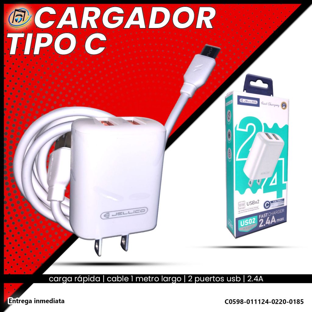 Cargador Tipo C | 2 Puertos USB | 2.4A