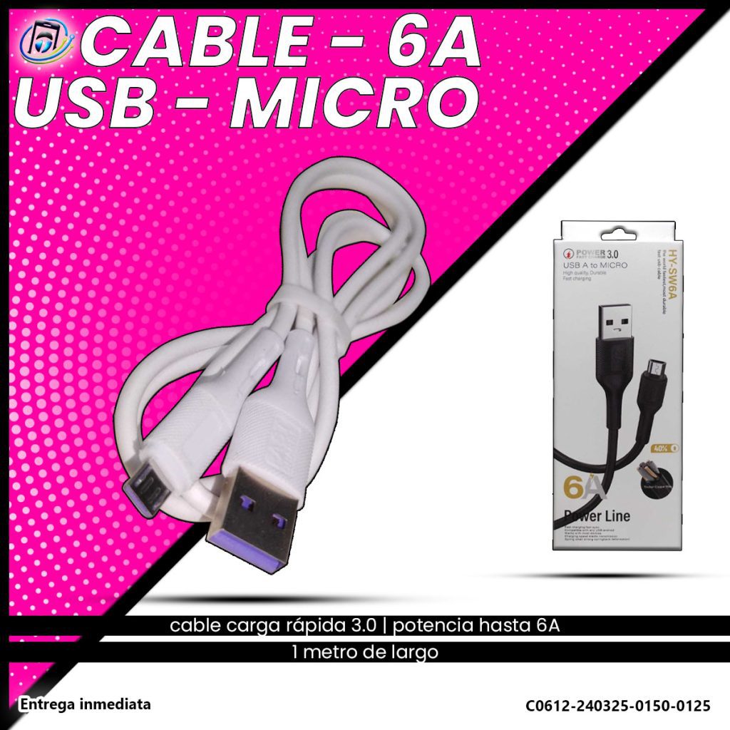Cable Micro Carga Rápida | 6A