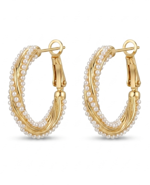 Pendientes de Aro con Perlas Blancas | Oro Laminado