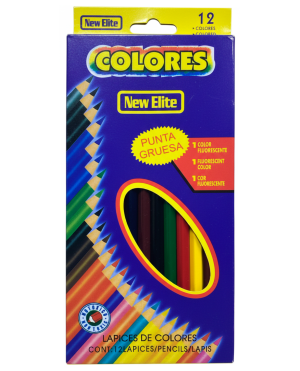 Lápices de colores New Elite (12 piezas, punta gruesa)