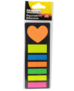 Notas adhesivos con figura de corazón y tiras rectangulares