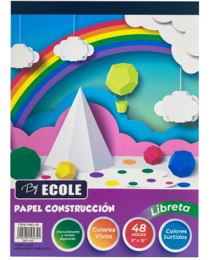 Block de Papel Construcción "By ECOLE" (48 Hojas / Colores Surtidos)